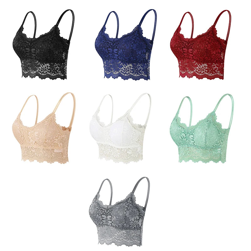 Lace Bra for Women Sexy Crop Top Seamless Push Up Bra Summer Breathable Unwired Lingeries Underwear Women Hollow Out Bralette