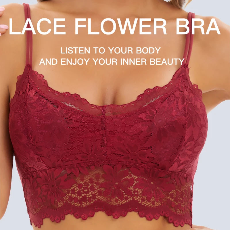 Lace Bra for Women Sexy Crop Top Seamless Push Up Bra Summer Breathable Unwired Lingeries Underwear Women Hollow Out Bralette