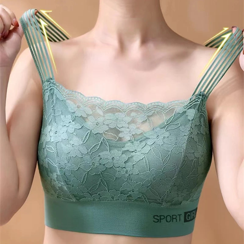 Sexy Lace Seamless Large Size Women's Bra Comfortable Breathable Sports Beauty Back Vest Sleep Gathered Wrapped Chest Tube Top