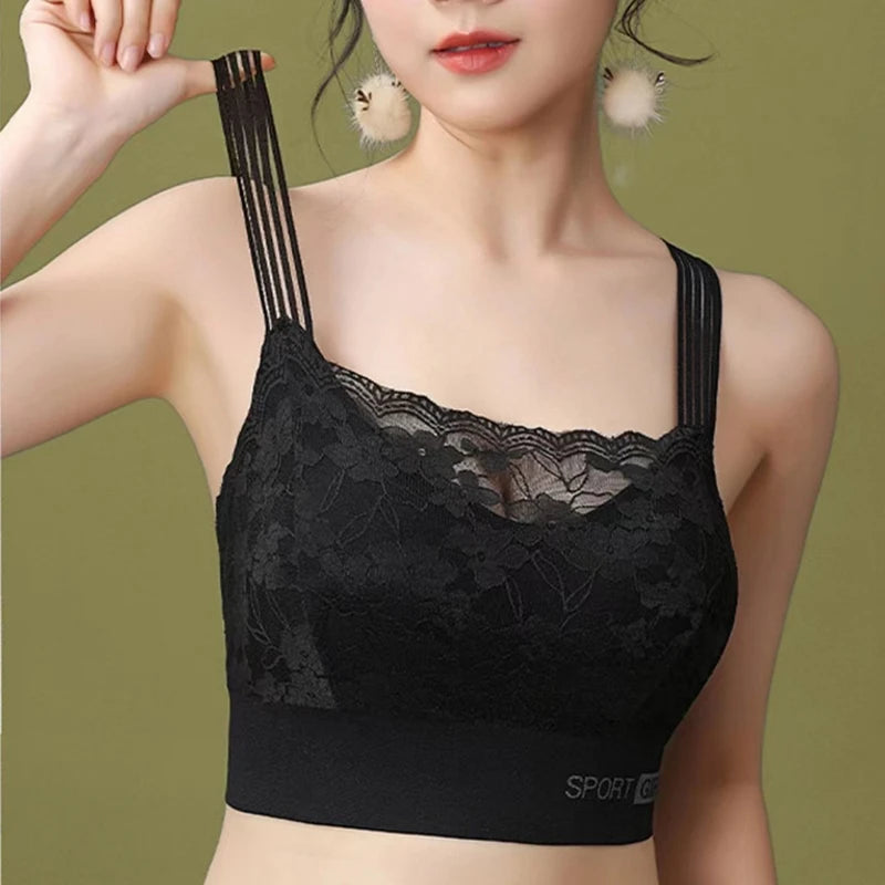 Sexy Lace Seamless Large Size Women's Bra Comfortable Breathable Sports Beauty Back Vest Sleep Gathered Wrapped Chest Tube Top