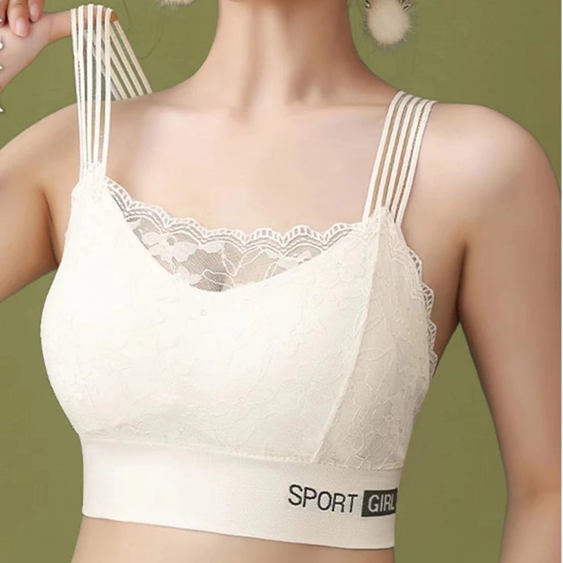 Sexy Lace Seamless Large Size Women's Bra Comfortable Breathable Sports Beauty Back Vest Sleep Gathered Wrapped Chest Tube Top