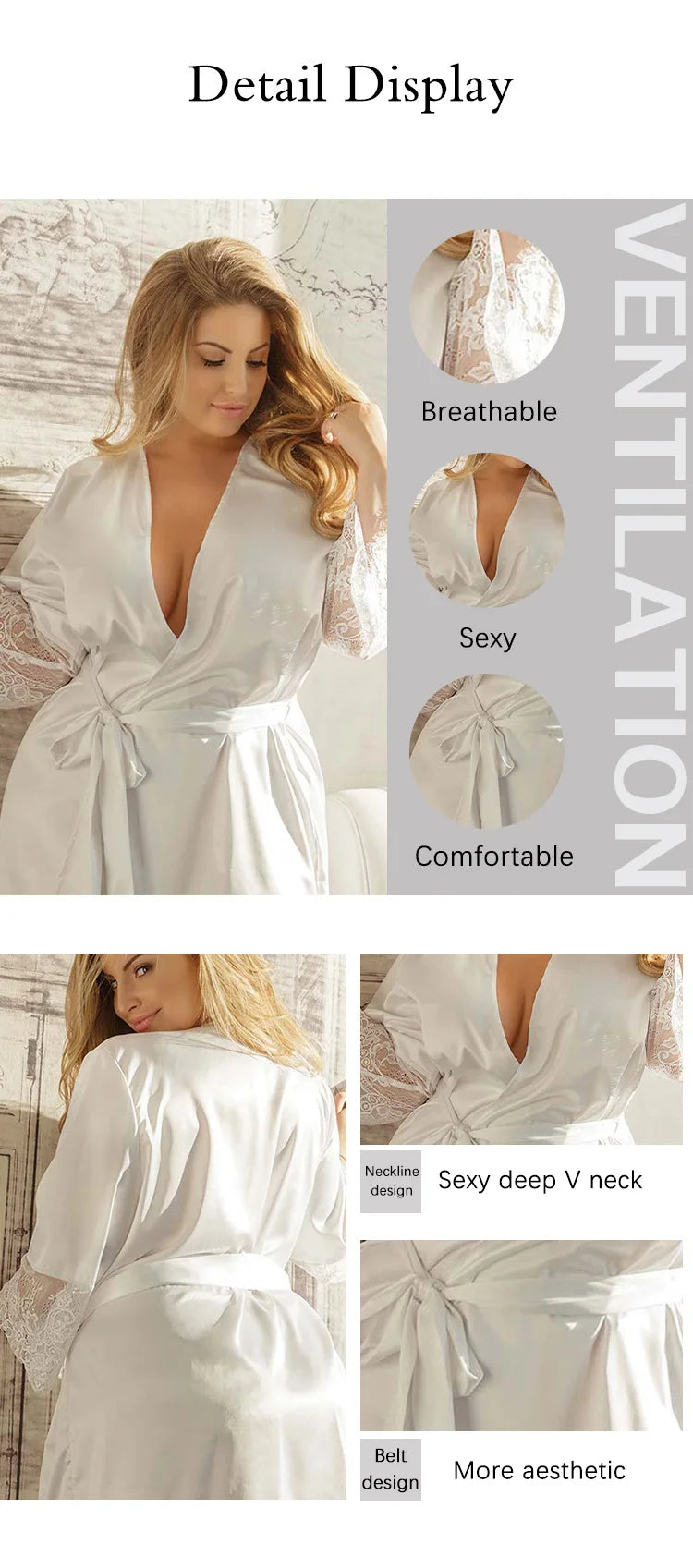 Fashion Women Sexy Silk Dressing Lace Belt Bath Robe Nightwear Female Home Wear Nightdress Lingerie For Ladied